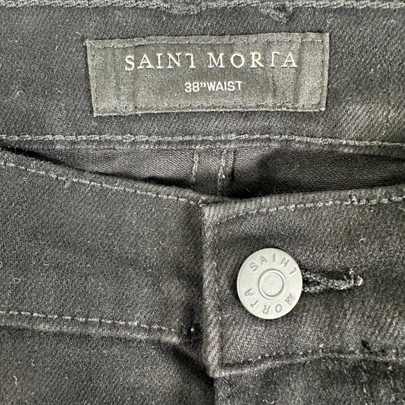 Men's Saint Morta Index Distressed Biker Jeans 38 - Picture 4 of 5